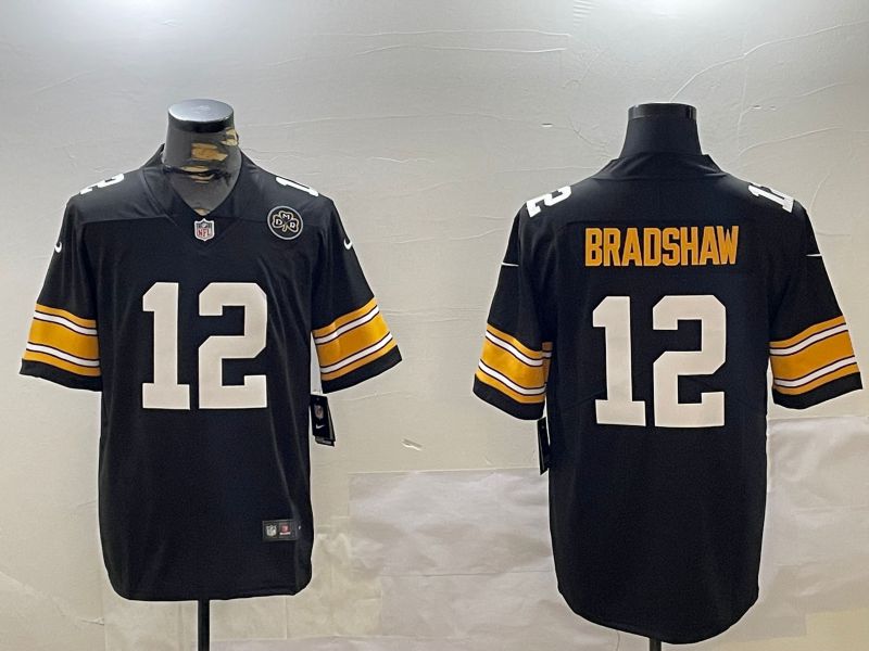 Men Pittsburgh Steelers #12 Bradshaw Black 2024 Nike Limited NFL Jersey style 2->pittsburgh steelers->NFL Jersey